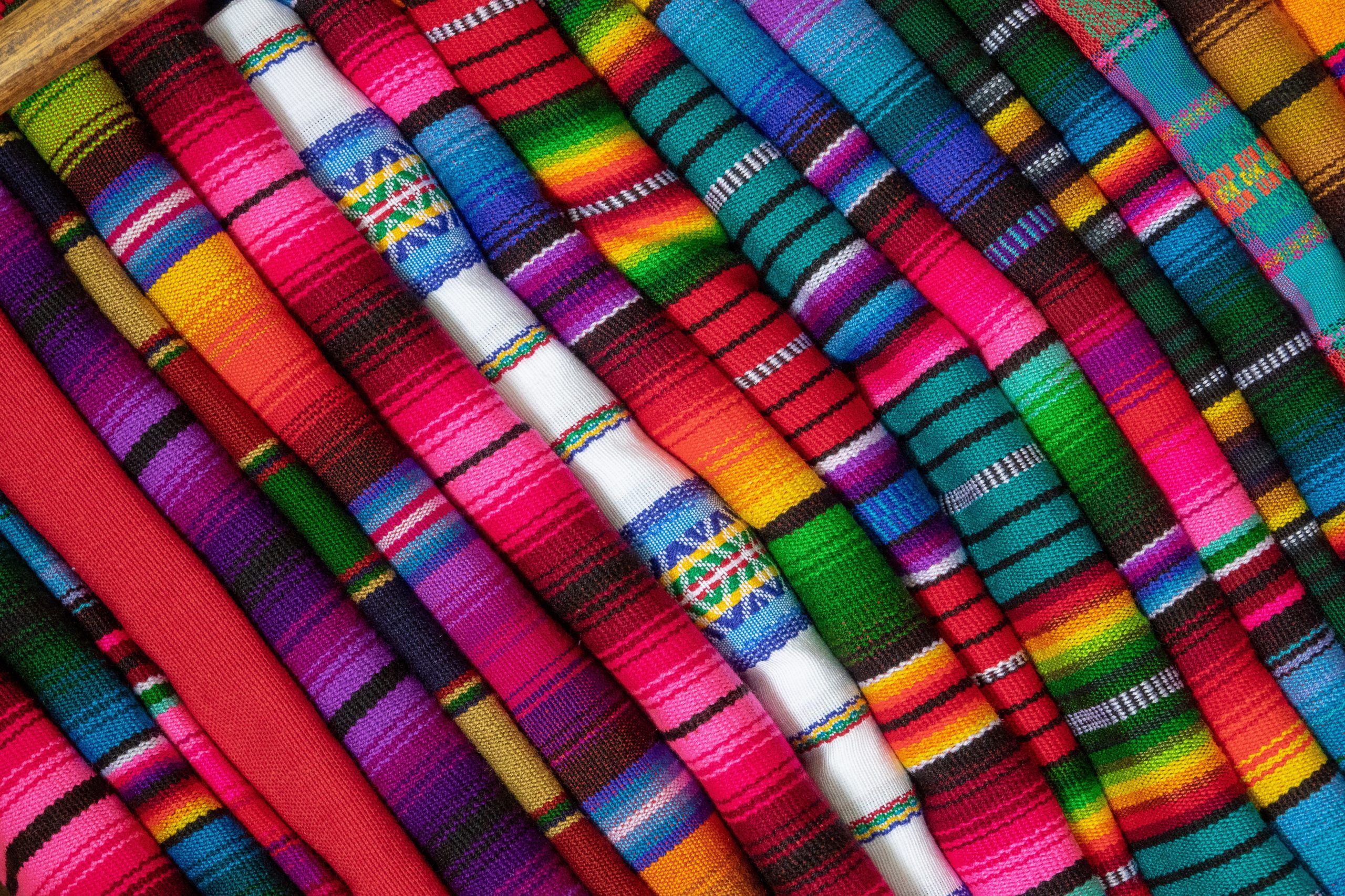 Multi-colored pieces of fabric