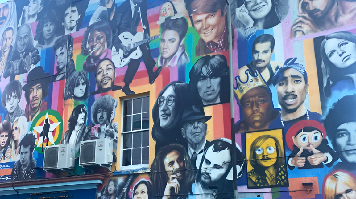 Multicoloured artwork on side of Prince Albert Pub