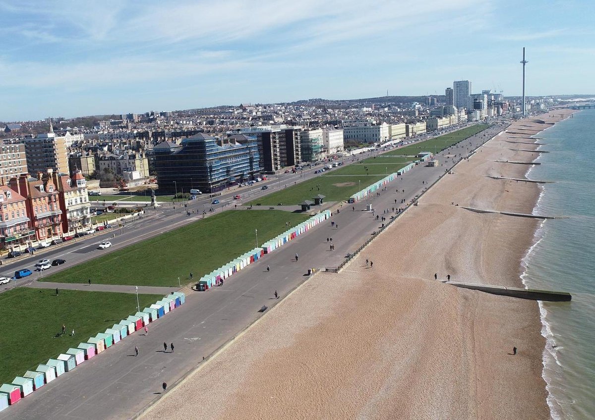 Birds eye view of the Hove Lawns from above