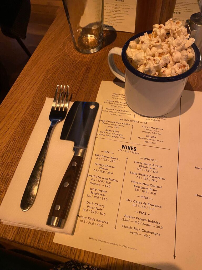 Place setting at Flat Iron Brighton